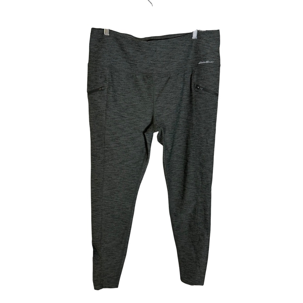 Eddie Bauer Leggings Women XL Gray Excellent Heathered Zipper Pockets Athletic